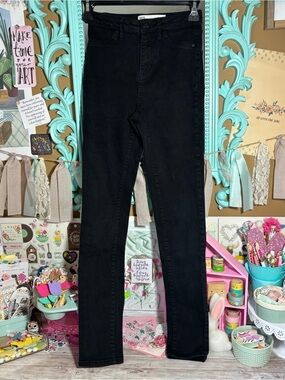 RSQ L.A. Super High Rise Dark Solid Black Denim Skinny Jeans Size 0 Fall Winter